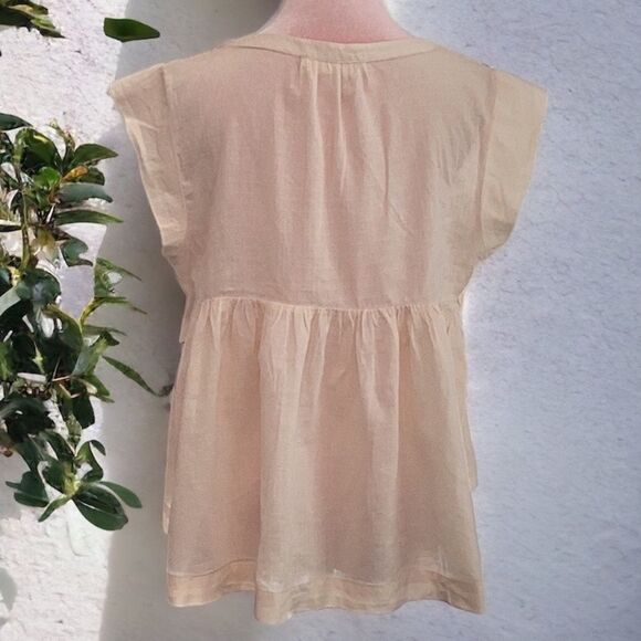 LUCKY BRAND NWT EMBROIDERED SHORT SLEEVE PEASANT TOP BLOUSE MEDIUM - Picture 3 of 9